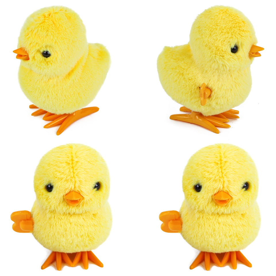 3 Otters wind-up chick toy pack with four plush chicks for Easter fun