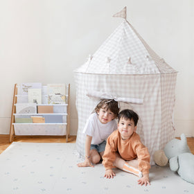 3 Sprouts play house with tie-back door flap for easy access and open play