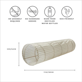 3 Sprouts play tunnel folding design compact; storage is quick after playtime.
