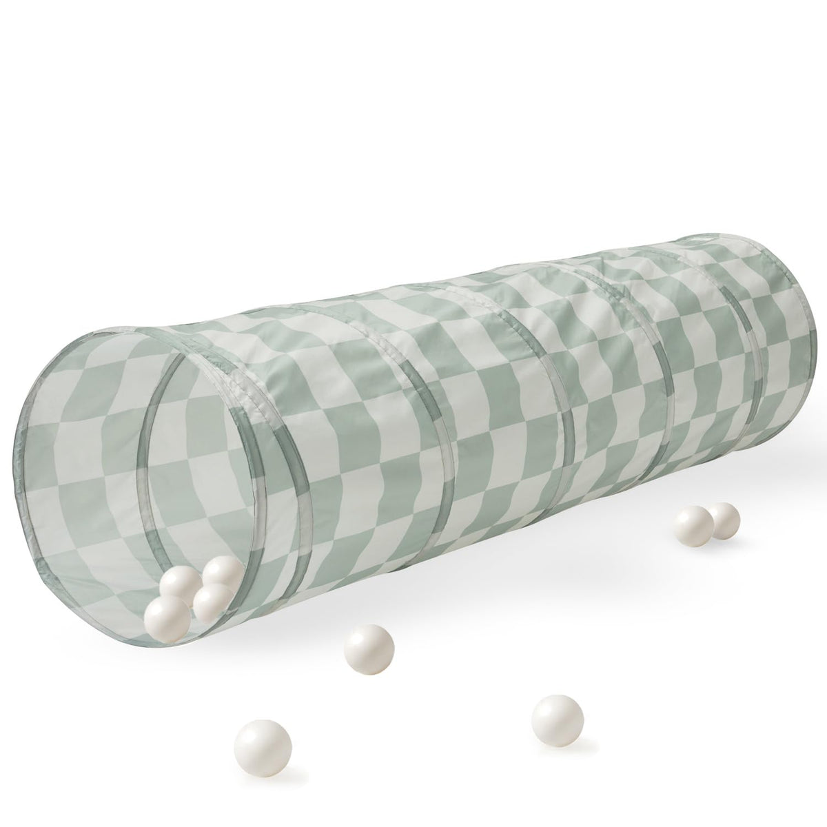 3 Sprouts play tunnel checkered green for indoor crawling fun