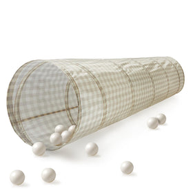 3 Sprouts play tunnel pop-up gingham beige; ideal for indoor crawl sessions and imaginative play.