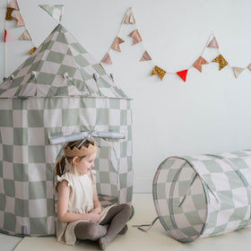 3 Sprouts play tunnel in a living room for indoor activity