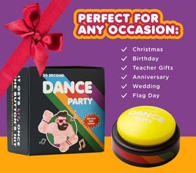 30 Second Dance Party stress-relief button ready for quick coworker breaks.