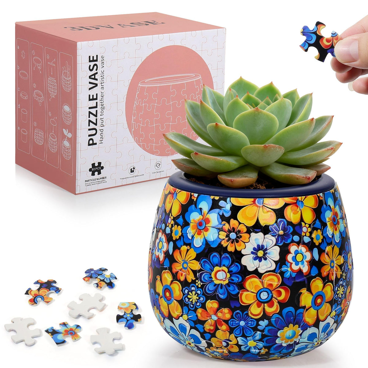 3DVASE 3D puzzle planter, assembled display ideal desktop decor for plants.