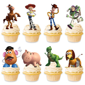 48Pcs Toy Inspired Story Cupcake Toppers pack closeup for stylish party decorating