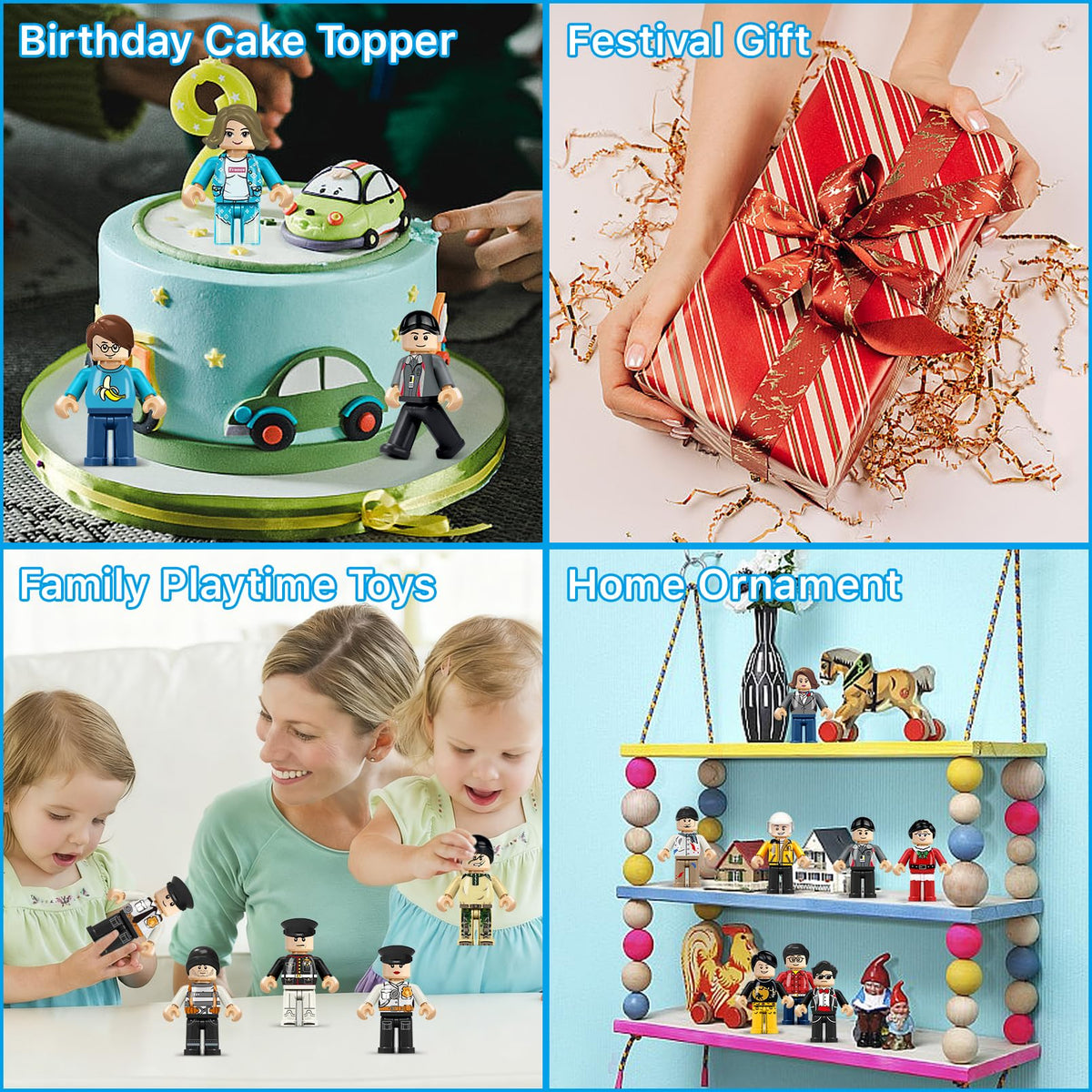 4BEE mini figures individually wrapped for easy storage and gifting.