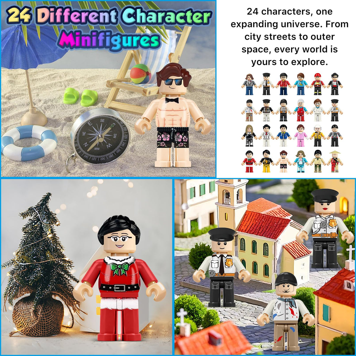 4BEE mini figures posing with 360-degree joints for creative scenes.