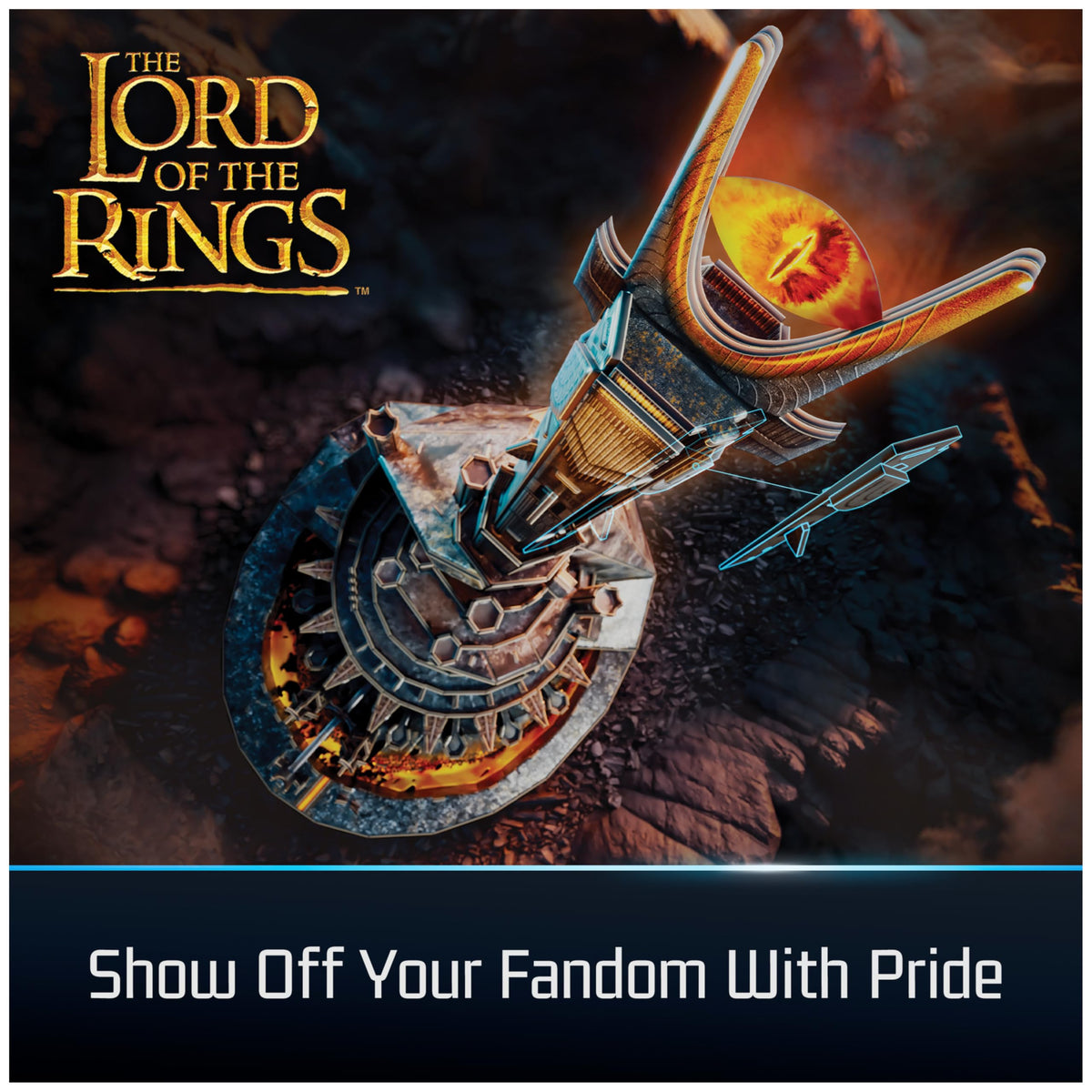 4D Build Barad-Dur Eye of Sauron desk decor display on a shelf