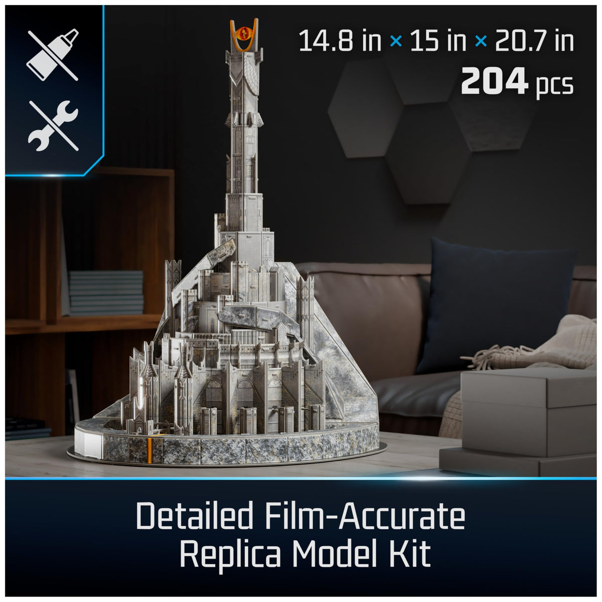 4D Build Barad-Dur Eye of Sauron detailed replica for shelf decor and fan display