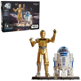 4D Build C-3PO and R2-D2 model kit close-up showing film-accurate detailing for display.