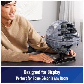 4D Build Death Star II dimensions show a substantial desk centerpiece.