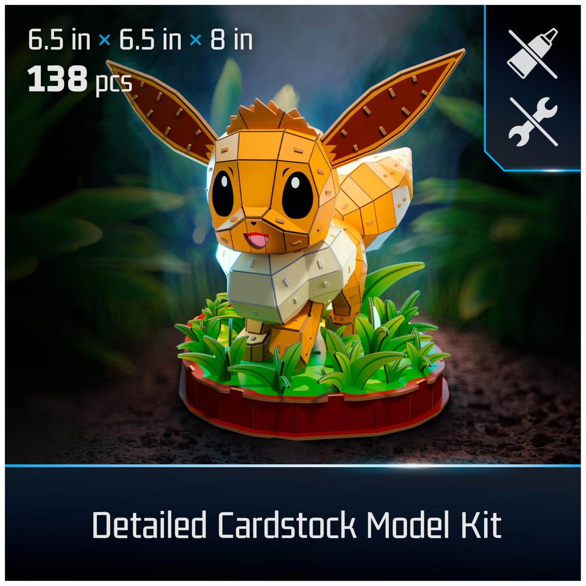 Close-up of Eevee's smiling face on the 3D puzzle