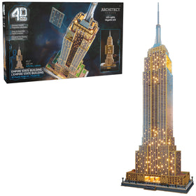 4D Build Empire State Building model with LED lights for an eye-catching desk display
