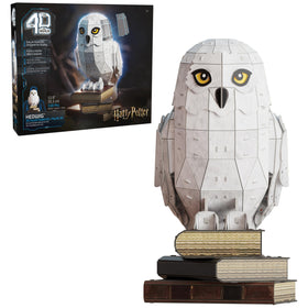 4D Build Hedwig perched on a stack of books enhances desk decor for Potter fans