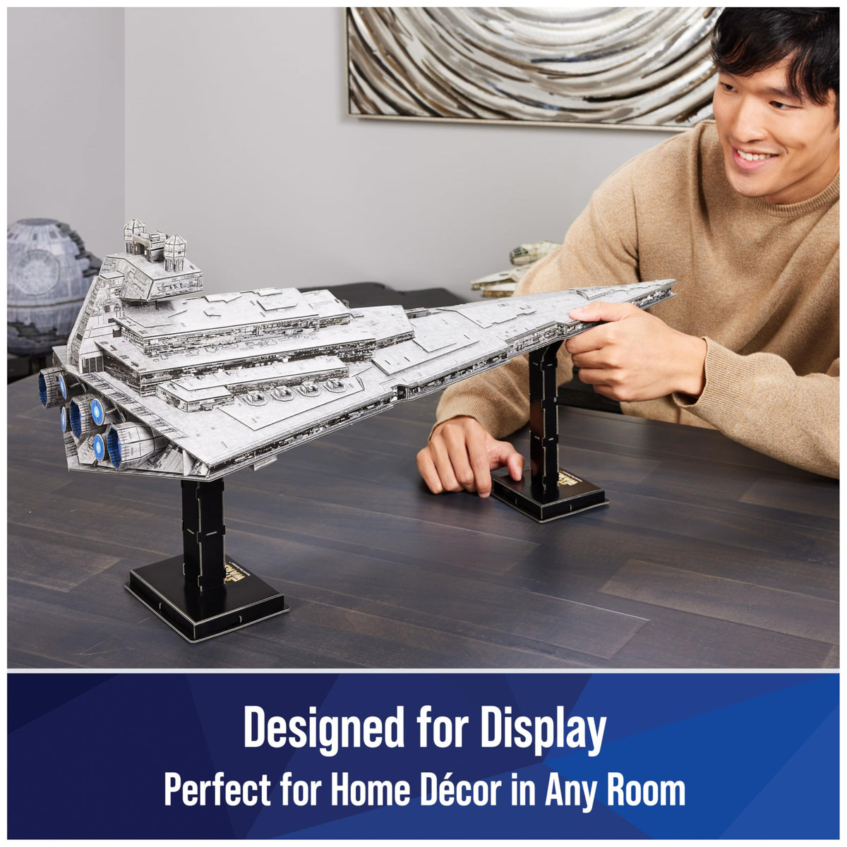 4D Build Imperial Star Destroyer ready to decorate a shelf.