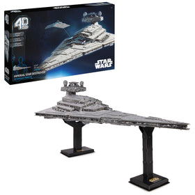 4D Build Imperial Star Destroyer kit pieces laid out for assembly.