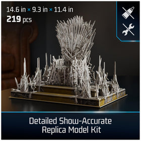 Close-up of 4D Build Iron Throne detailed replica for collectors