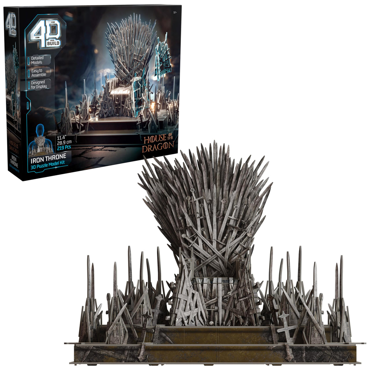 4D Build Iron Throne puzzle kit with show-quality details for shelf display