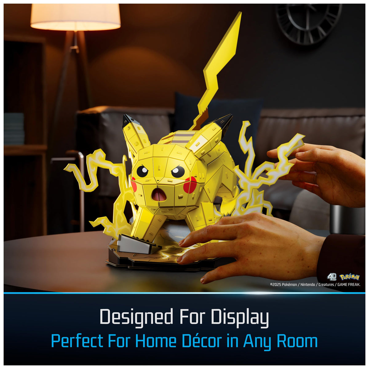 4D Build Pikachu model kit on a desk, ideal for display decor.