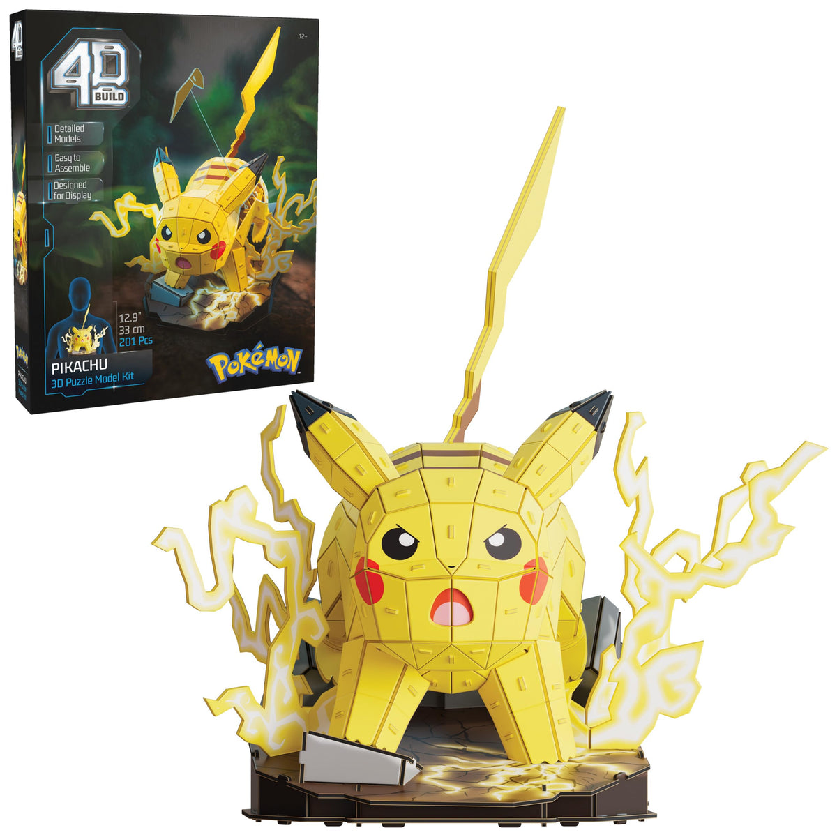 4D Build Pikachu front-view model for desk display and nostalgic collection.