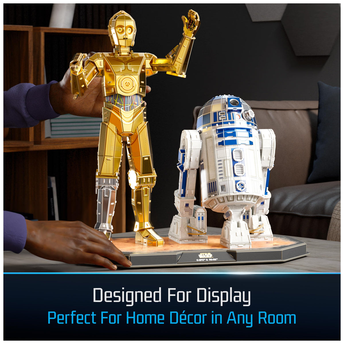 4D Build Star Wars collection display enhances desk or room decor.