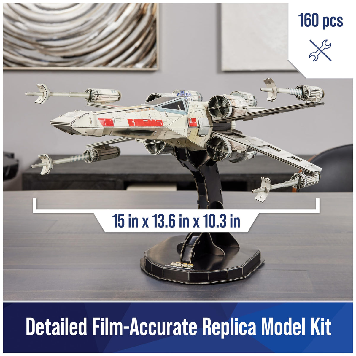 4D Build X-Wing kit side view showing precise assembly design