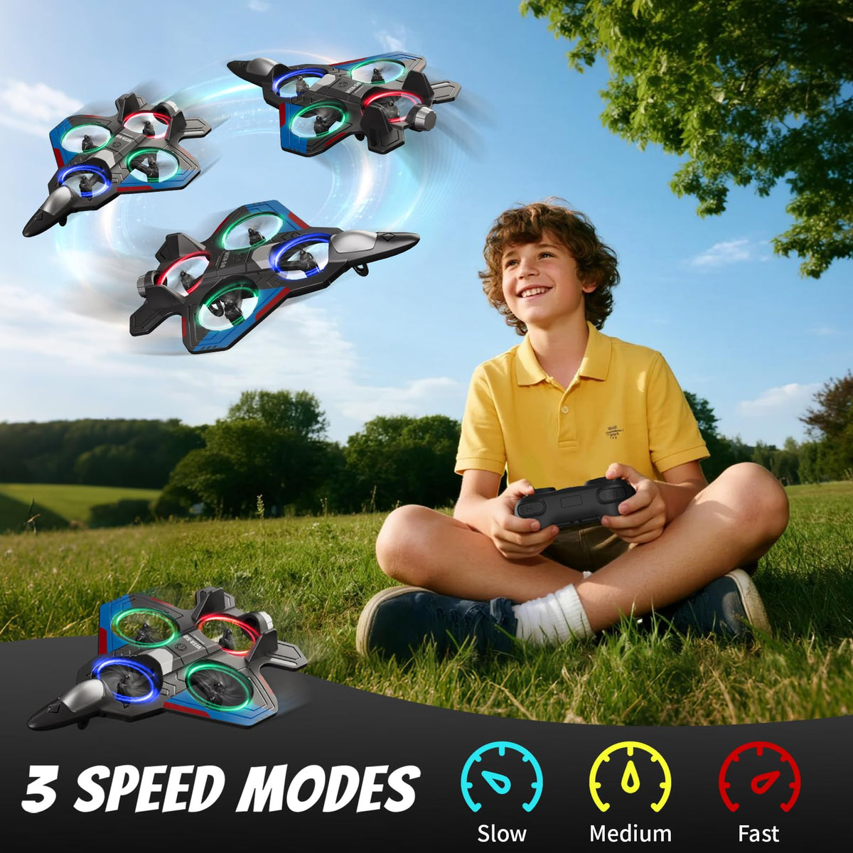 4DRC foam RC plane with enclosed propellers for safe play