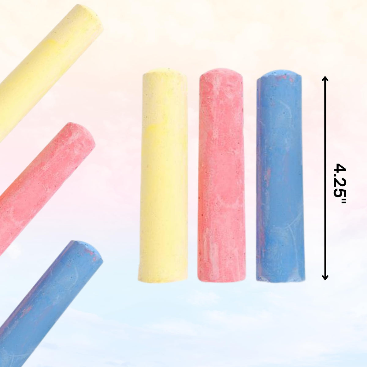 4E's Novelty sidewalk chalk used outdoors for creative drawing by kids.