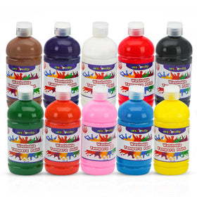 4E's Novelty 16oz washable tempera paint set with ten vibrant colors for kids