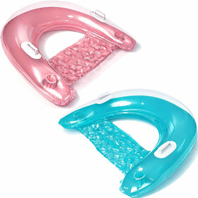 Adult lounging on water with the 4E's Novelty inflatable pool lounger.
