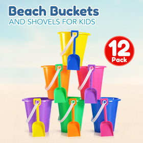 4E's Novelty attached shovels in buckets for easy kid-friendly use