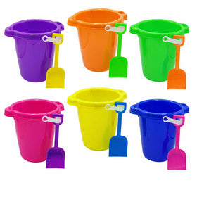 4E's Novelty beach buckets and shovels 6-pack for kids, durable and versatile.
