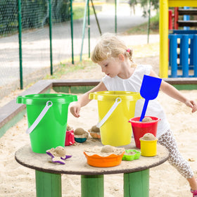 4E's Novelty beach shovel close-up with a comfortable handle for scooping.