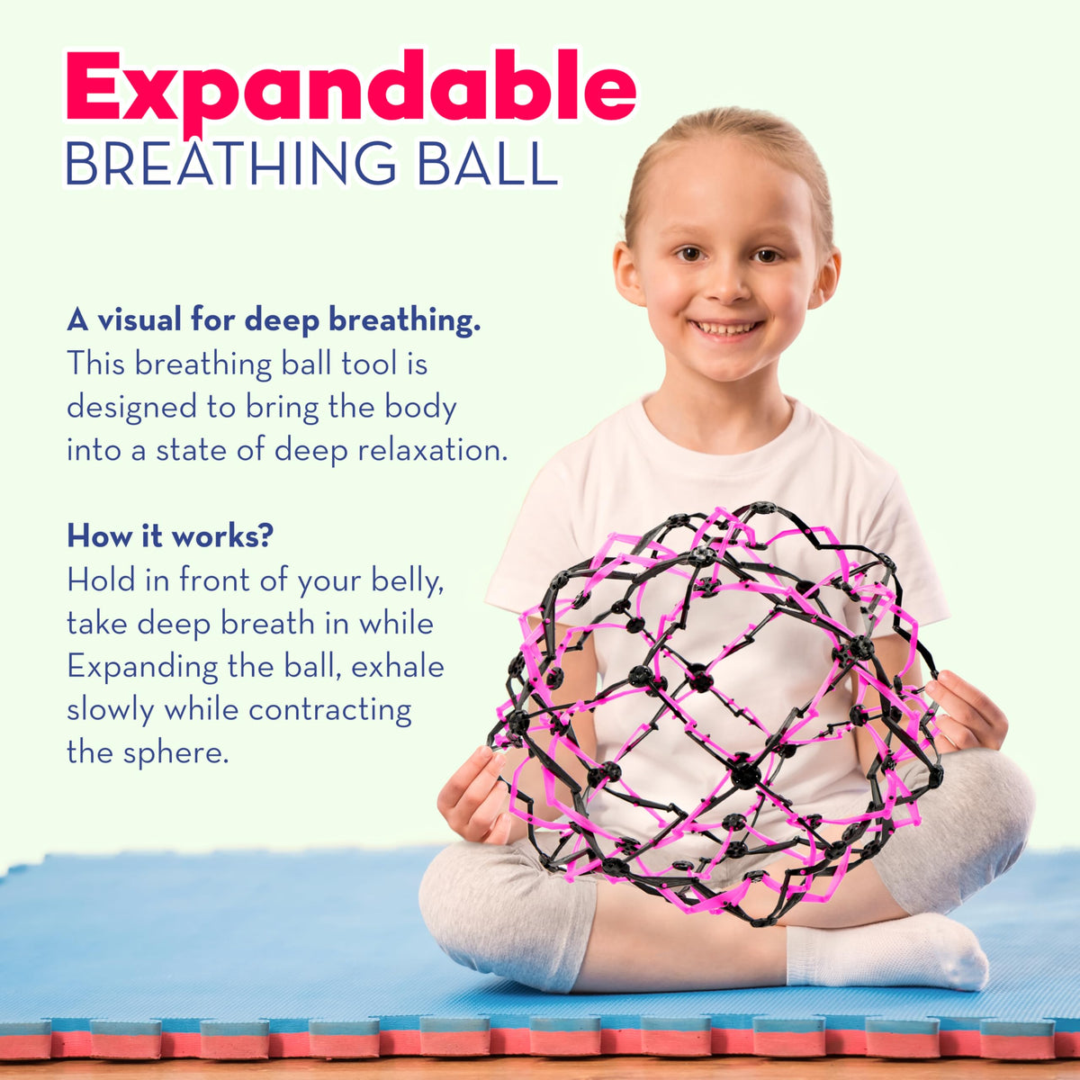 4E's Novelty neon pink breathing ball expands for visual breathing cues