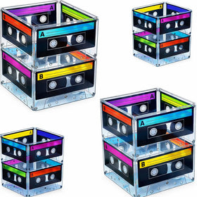 4E's Novelty cassette tape bucket 8-pack centerpiece for retro parties