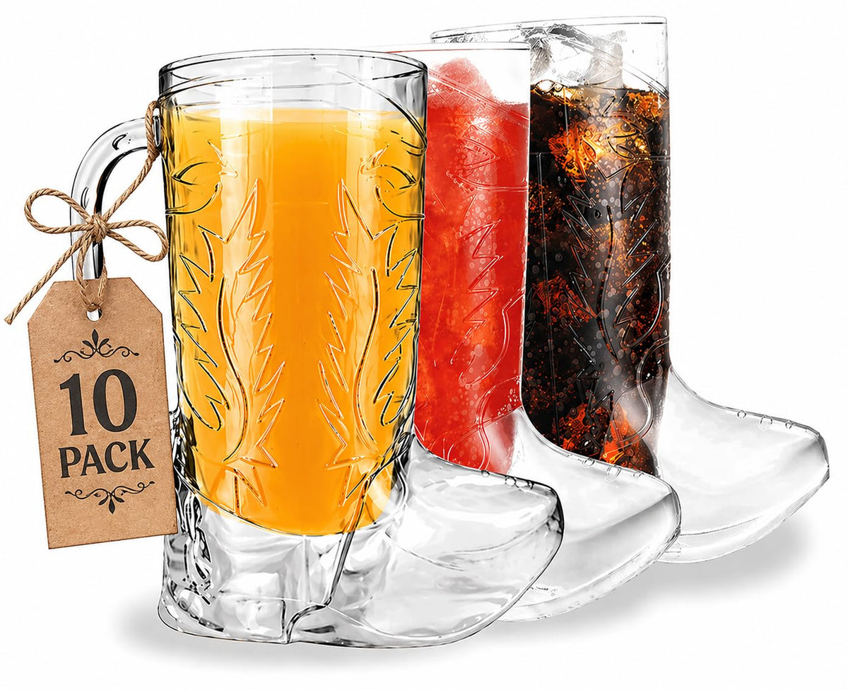 4E's Novelty cowboy boot mug 10-pack, 17oz, ideal for western party gatherings