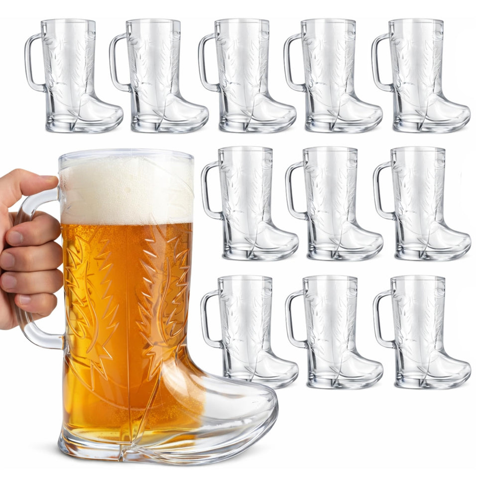 4E's Novelty cowboy boot mug 12-pack for rustic party serving.