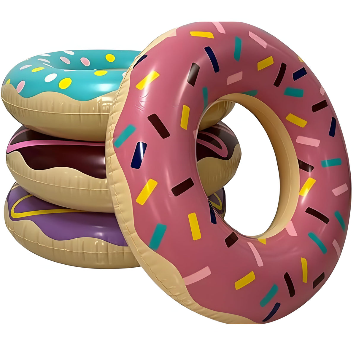 4E's Novelty donut pool float with pink frosting for pool fun and photos.