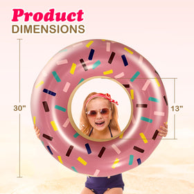 4E's Novelty donut pool float with purple frosting stands out at pool parties.