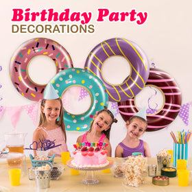 4E's Novelty donut pool float sprinkles detail enhances festive pool decor.