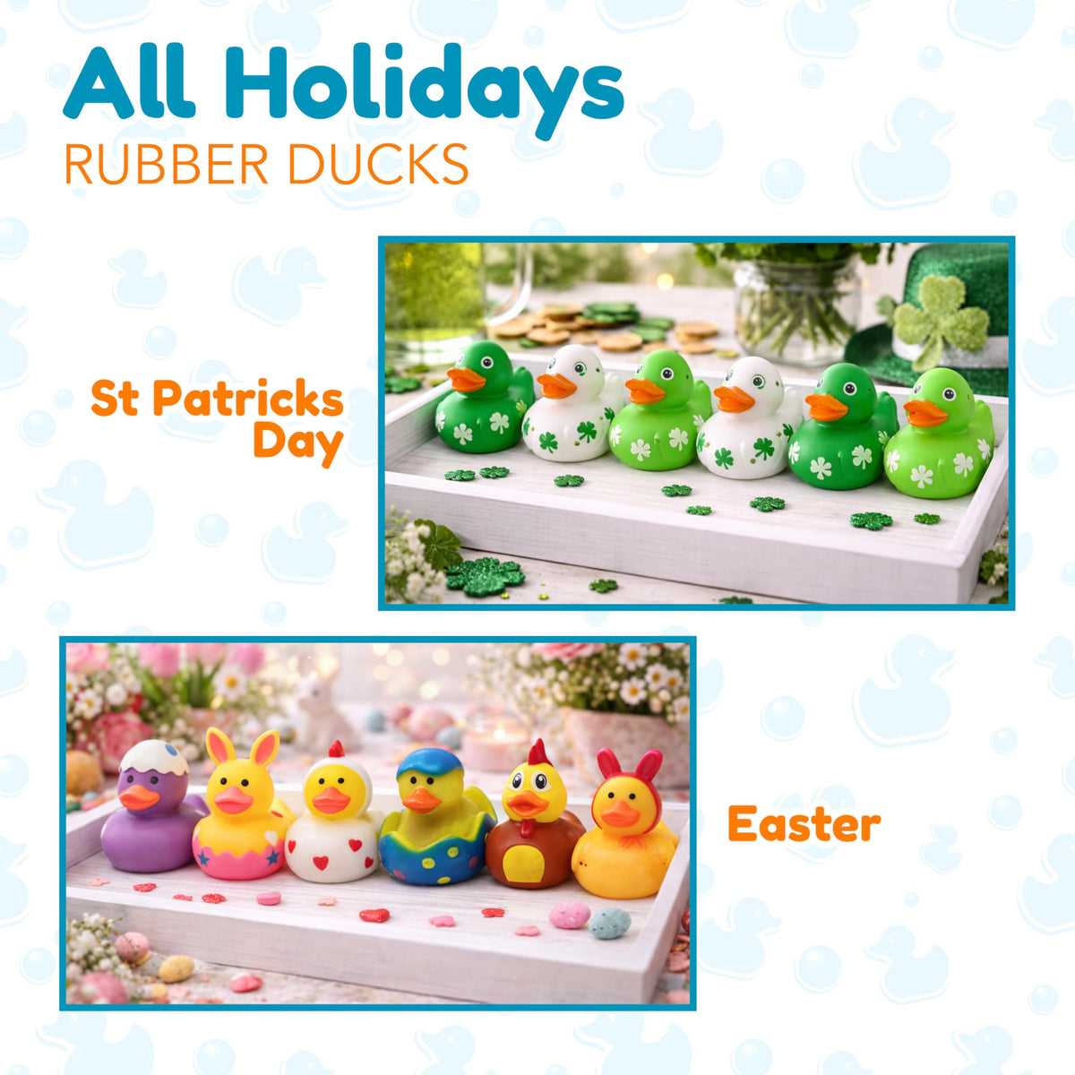 4E's Novelty Easter ducks with bunny and egg illustration