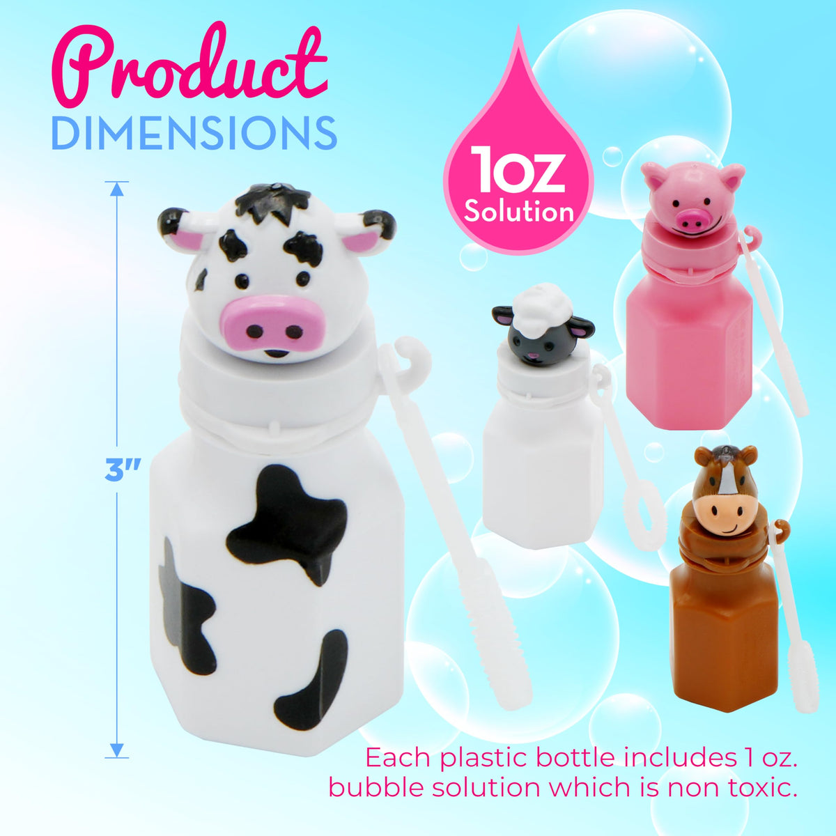 4E's Novelty Farm Animals Bubbles with cow design for bright, interactive bubbles.