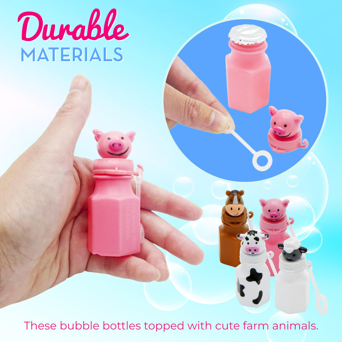 4E's Novelty Farm Animals Bubbles with pig design for farm party fun.