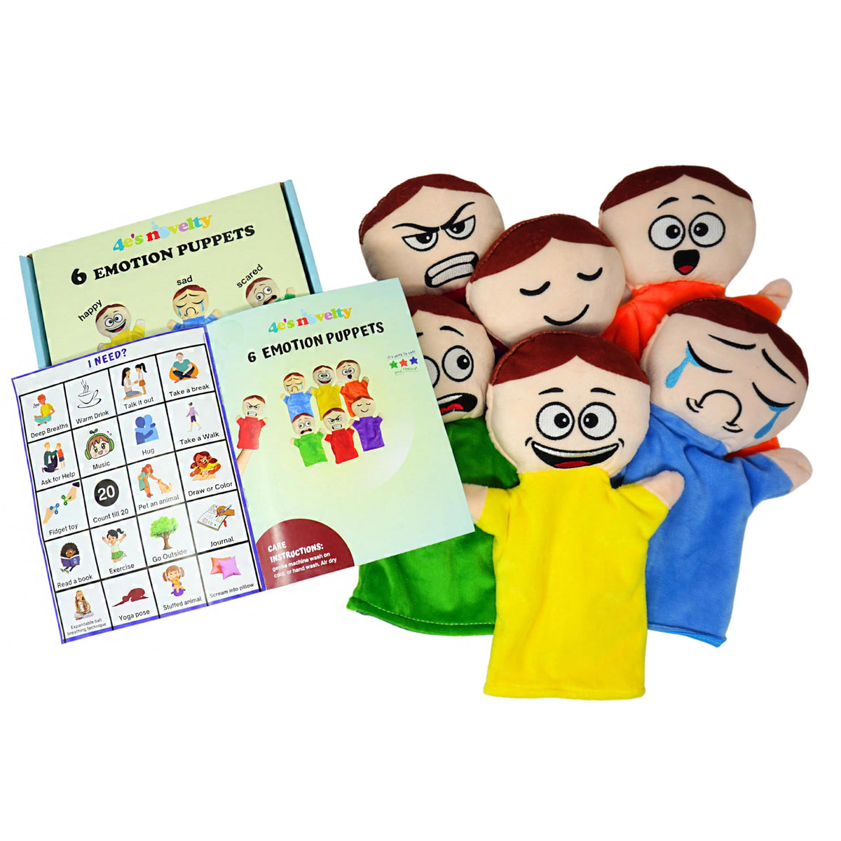 4E's Novelty Feeling Puppet sad, helps children name sadness and practice calming strategies