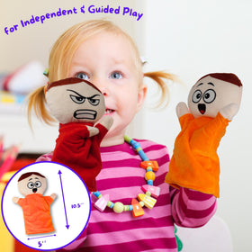4E's Novelty Feeling Puppet scared, encourages talking about fear in a comforting setting
