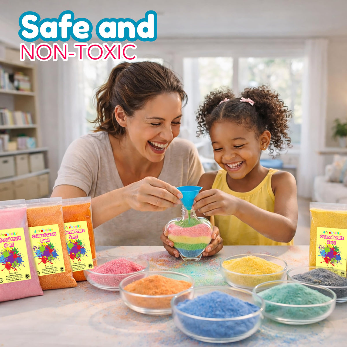 4E's Novelty fine-grain texture supports smooth layering in sand art.