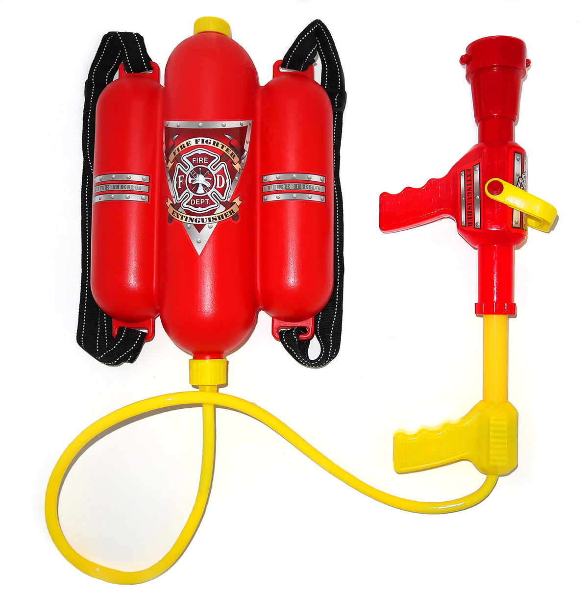 4E's Novelty firefighter backpack water blaster for pool play with long spray reach