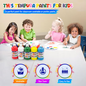 4E's Novelty washable tempera bottles with flip-top lid for mess-free use