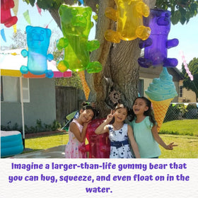 4E's Novelty gummy bears 24-inch blue float great for beach days and poolside decoration.