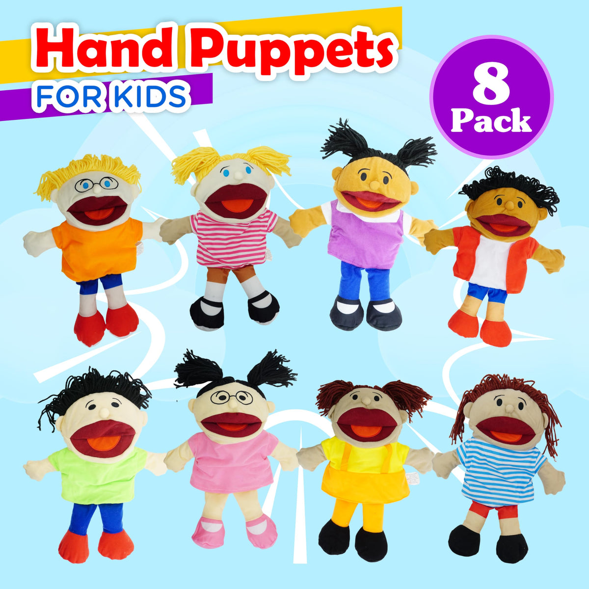 4E's Novelty hand puppet with diverse skin tones enhances classroom roleplay and cultural learning